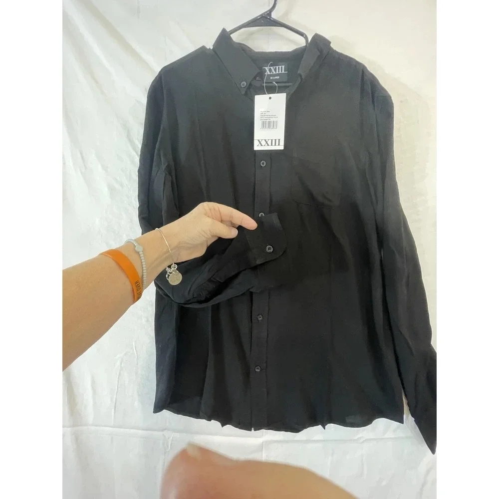 NWT XXIII Shirt Mens 2XL‎ Black Crete Long Sleeve Button Up Casual Dress Office